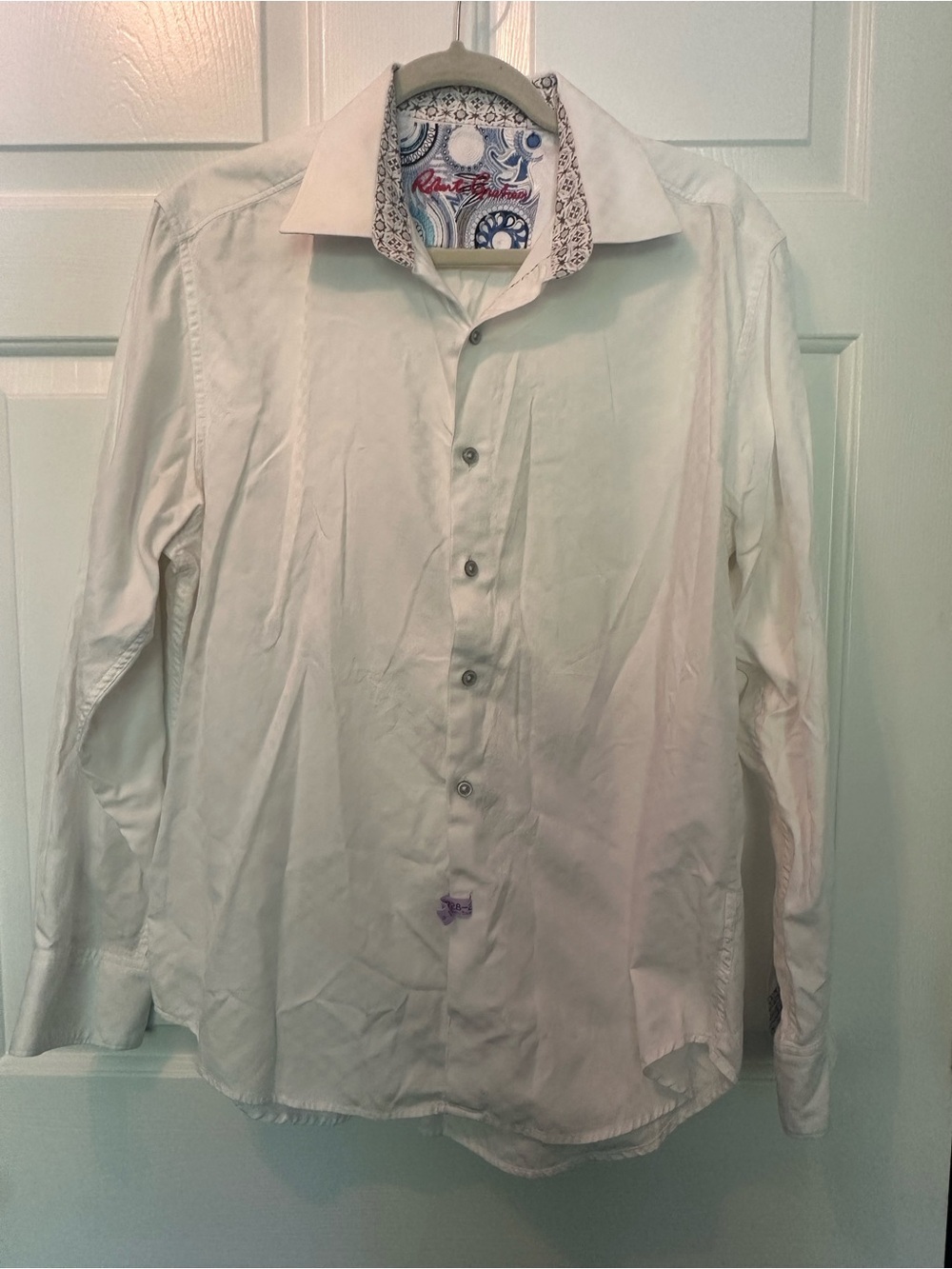 Robert Graham White Dress Shirt with inlaid checkered pattern
